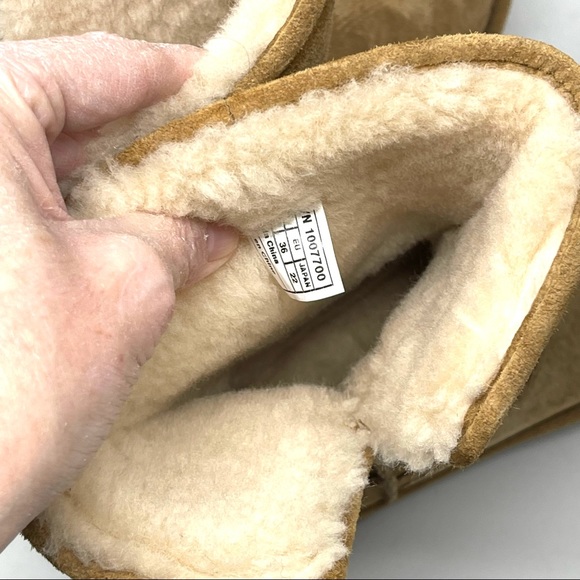Ugg Chestnut Pull On Sherpa lined Leather Boots size 5 Great - Picture 10 of 12
